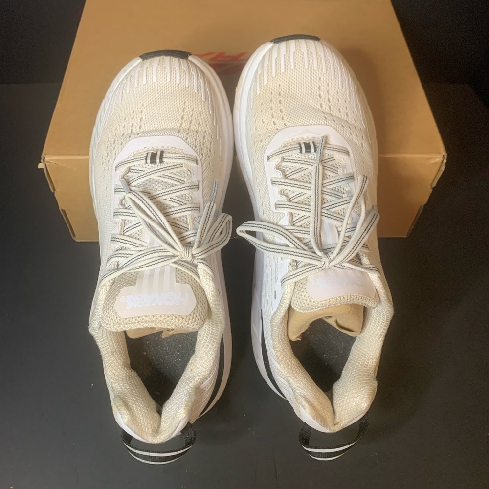 Hoka Cream and White Running Shoes - w size 7.5 - used